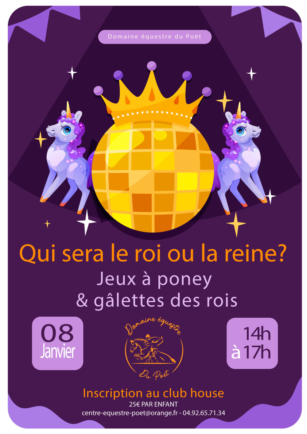 stage équitation galette des rois centre équestre le Poët